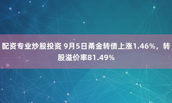 配资专业炒股投资 9月5日甬金转债上涨1.46%，转股溢价率81.49%