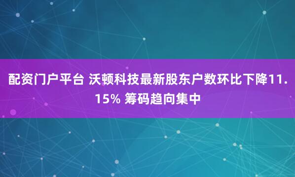 配资门户平台 沃顿科技最新股东户数环比下降11.15% 筹码趋向集中